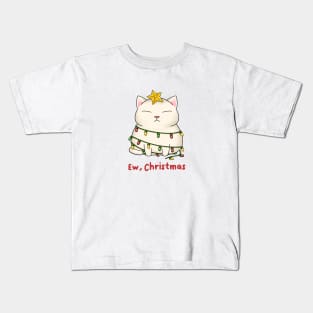 Ew Christmas Cute White Cat Christmas Tree Kids T-Shirt